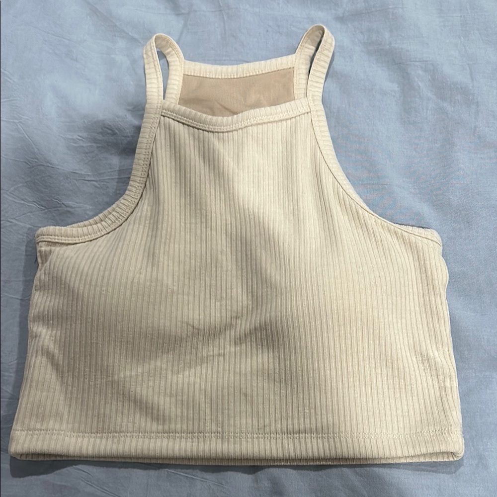 Women's Cream Ribbed Tank Top